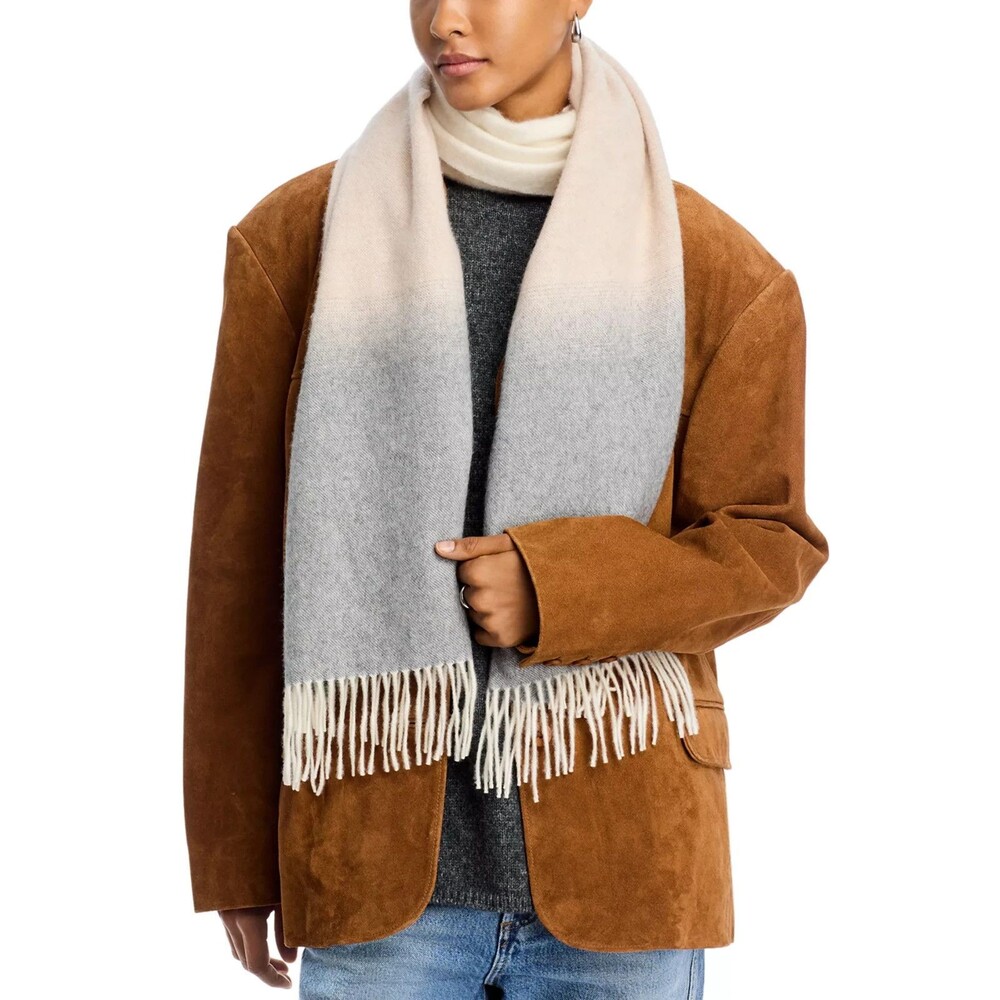 C by Bloomingdale's Women's 100% Cashmere Ombré Oversized Scarf Gray Tan Beige
